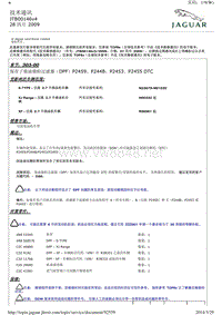 2014年捷豹XF技术通讯 JTB00146v4 保存了柴油微粒过滤器（DPF）P2459、P244B、P2453、P2455 DTC