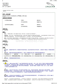 2012年捷豹XJ技术通讯 JTB00297 Jaguar 轮胎压力监测系统 (TPMS) 诊断功能