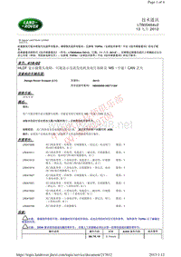 2014路虎技术信息公告 LTB00464v2 HLDF 显示摄像头故障，可能显示交流发电机充电灯故障及 MS（中速）CAN 丢失