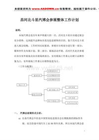 昌河北斗星汽博会参展整体工作计划