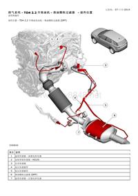 2016路虎极光L538_排气系统 - TD4 2.2 升柴油机 - 柴油颗粒过滤器 - 部件位置