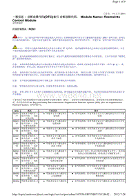 2013-2007年路虎L320车型_一般信息 - 诊断故障代码(DTC)索引 诊断故障代码： 约束控制模块（RCM）