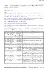 2013-2007年路虎L320车型_一般信息 - 诊断故障代码(DTC)索引 诊断故障代码： 变速器控制模块（TCM）— 西门子